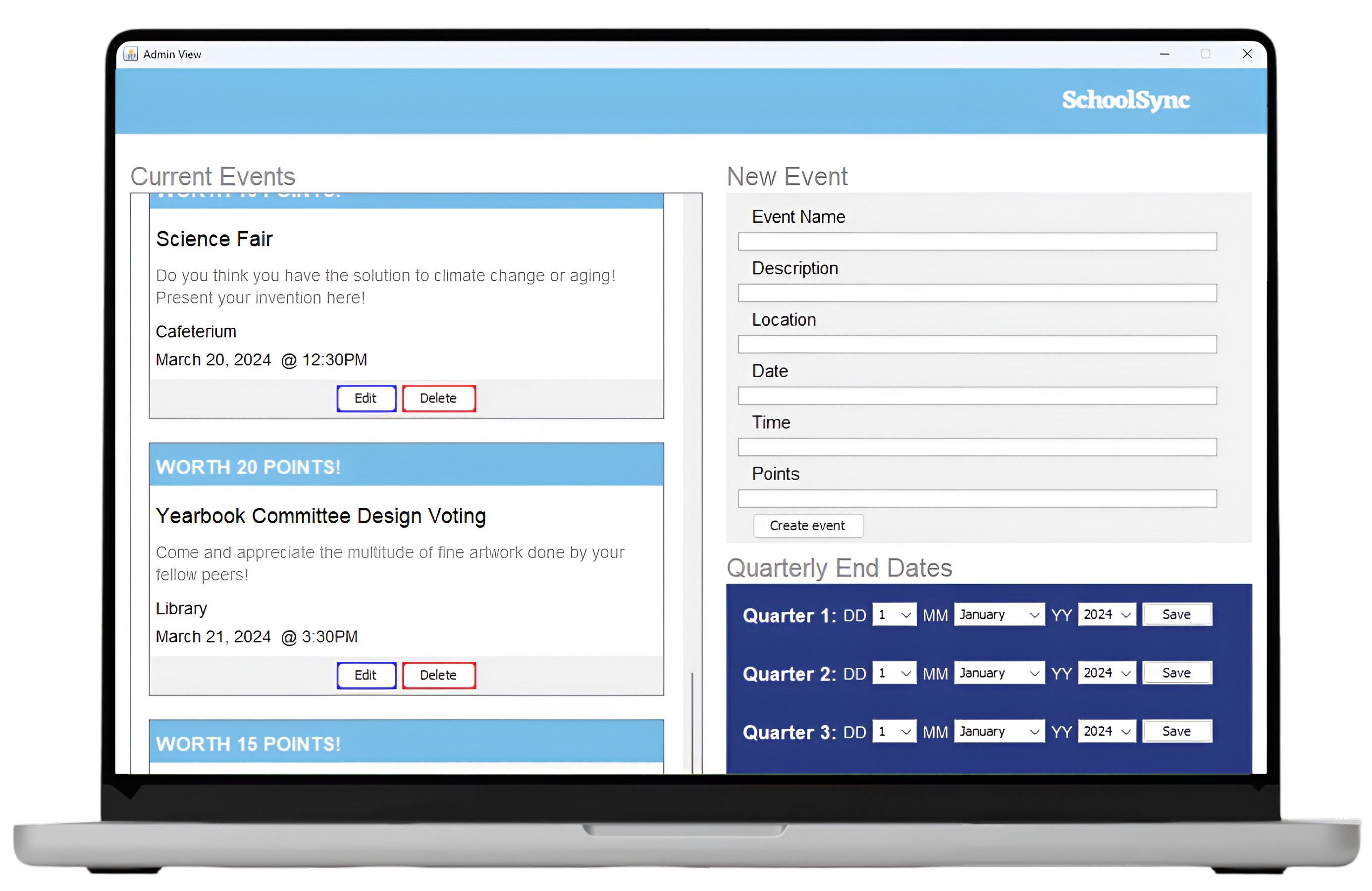 SchoolSync interface preview